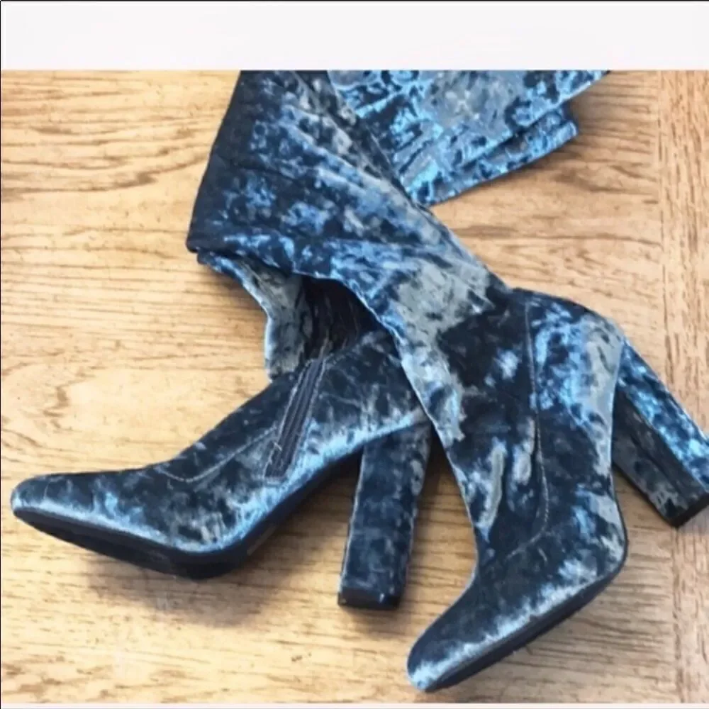 PENNY LOVES KENNY OVER KNEE VELVET BOOTS. …